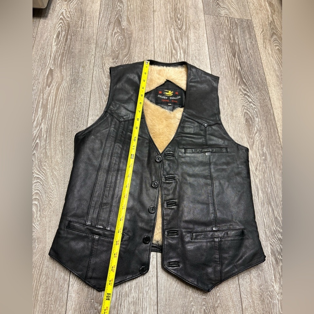 Golden Swallon Black Leather Vest for Men - Picture 6 of 9